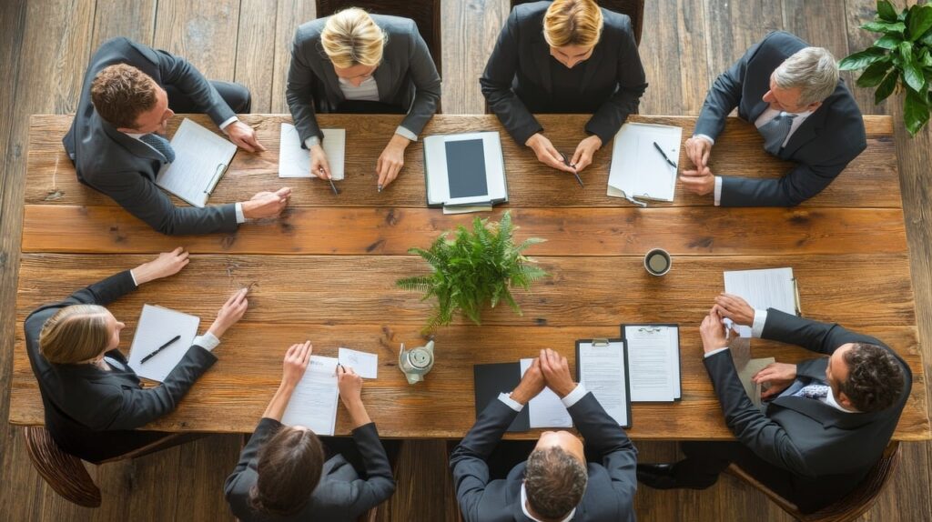 Team members working