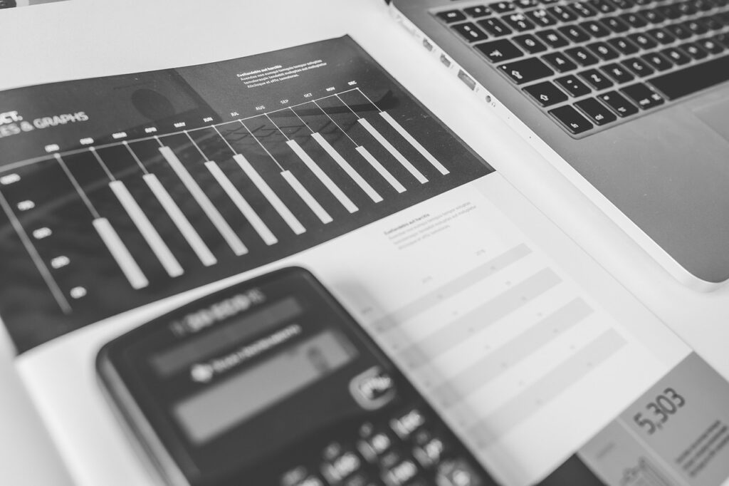 A calculator with graphs