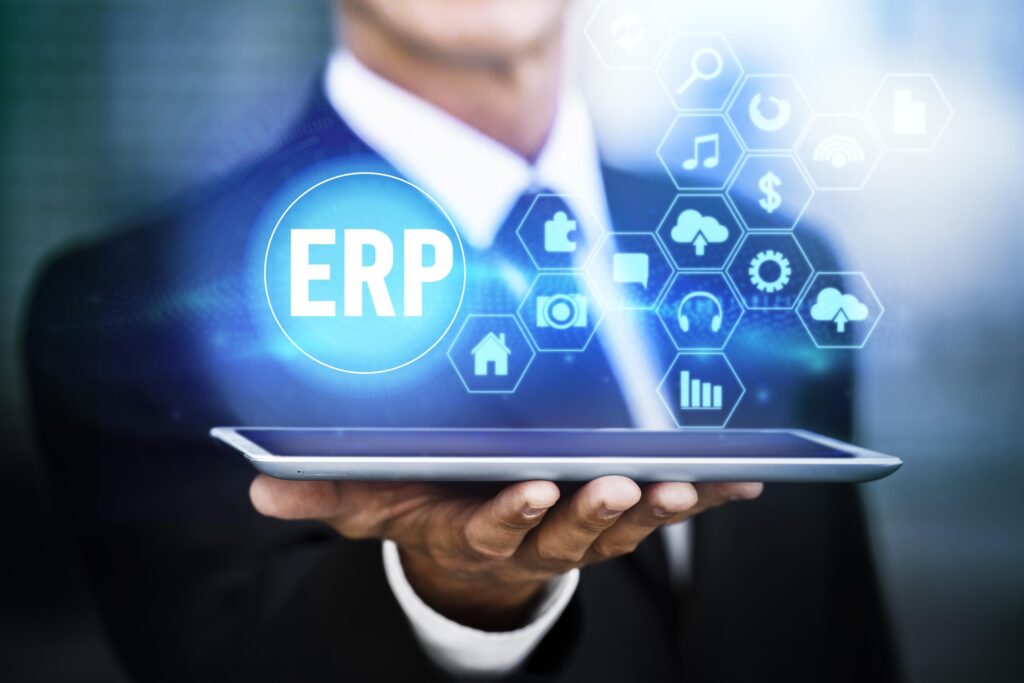 Holographic interface showcasing an ERP system